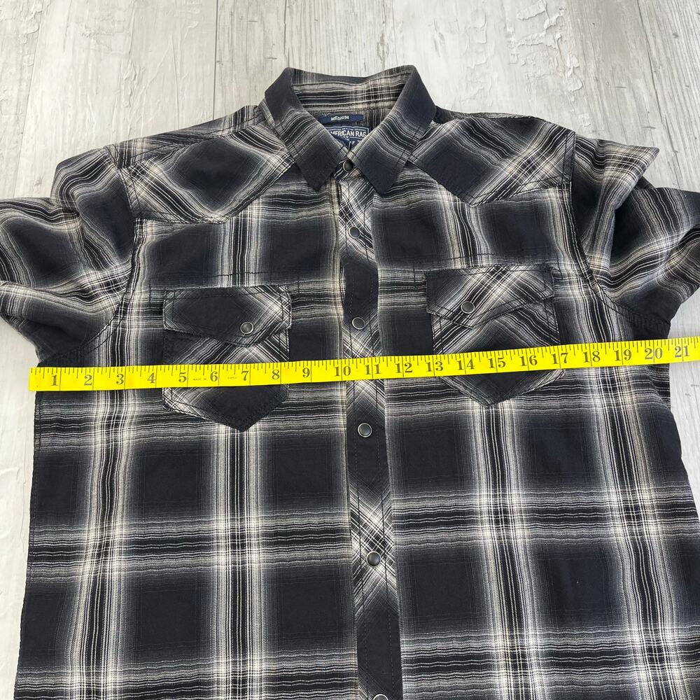 American Rag Long Sleeve Snap Front Plaid Lightweight Casual Button Down Shirt - Picture 7 of 8